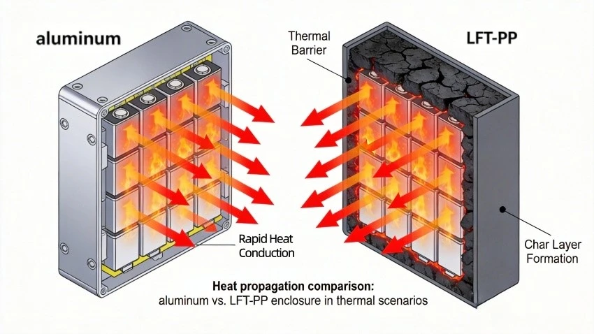 Al vs. LFT‑PP heat propagation